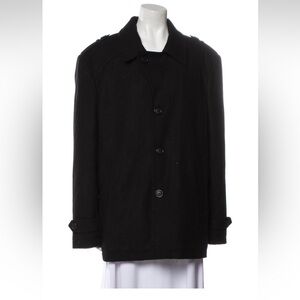 Michael Kors Men's (L) Wool Blend Black Pea Coat